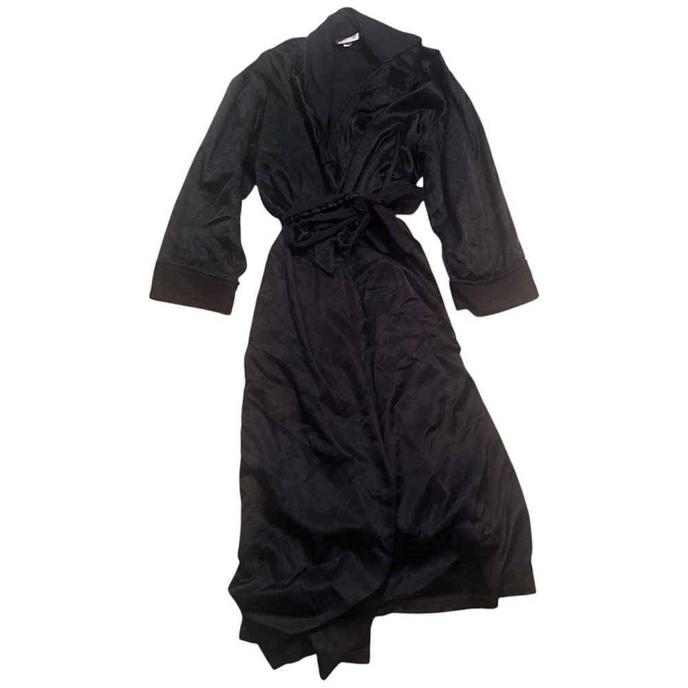 Victoria's Secret Black Satin Wrap Robe with Belt